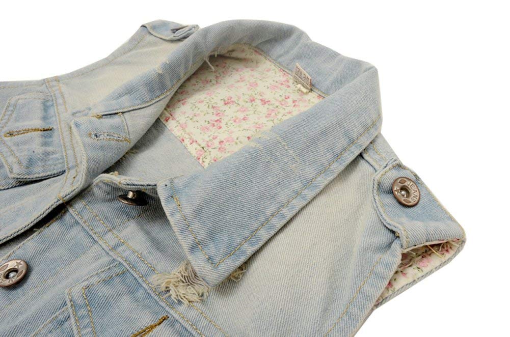 Kedera Women's Denim Vest - Classic Cropped Distressed Sleeveless Jean Jacket with Button Up Front | Casual Outfits, Layering Piece, Spring & Summer Fashion