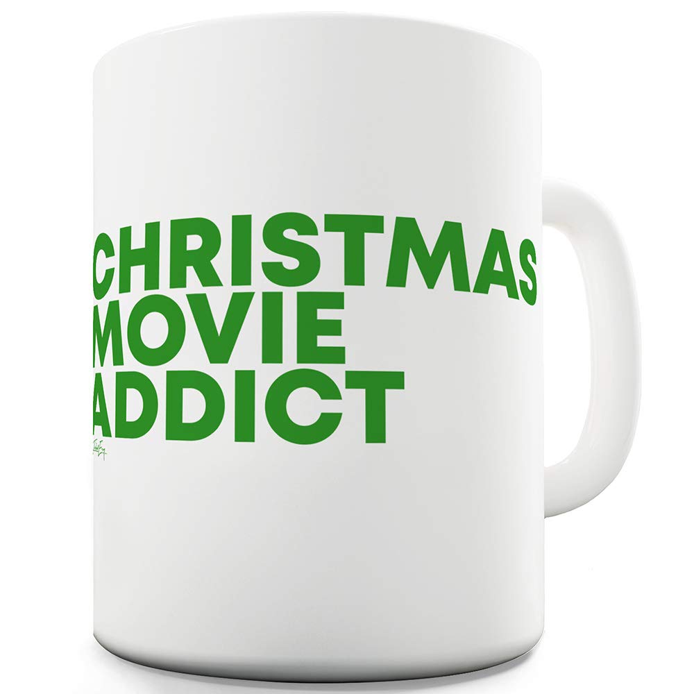Funny Christmas Movie Addict 15oz Ceramic Mug - Cute Holiday Coffee Cup for Movie Lovers, Perfect Gift for Christmas & Cozy Winter Nights