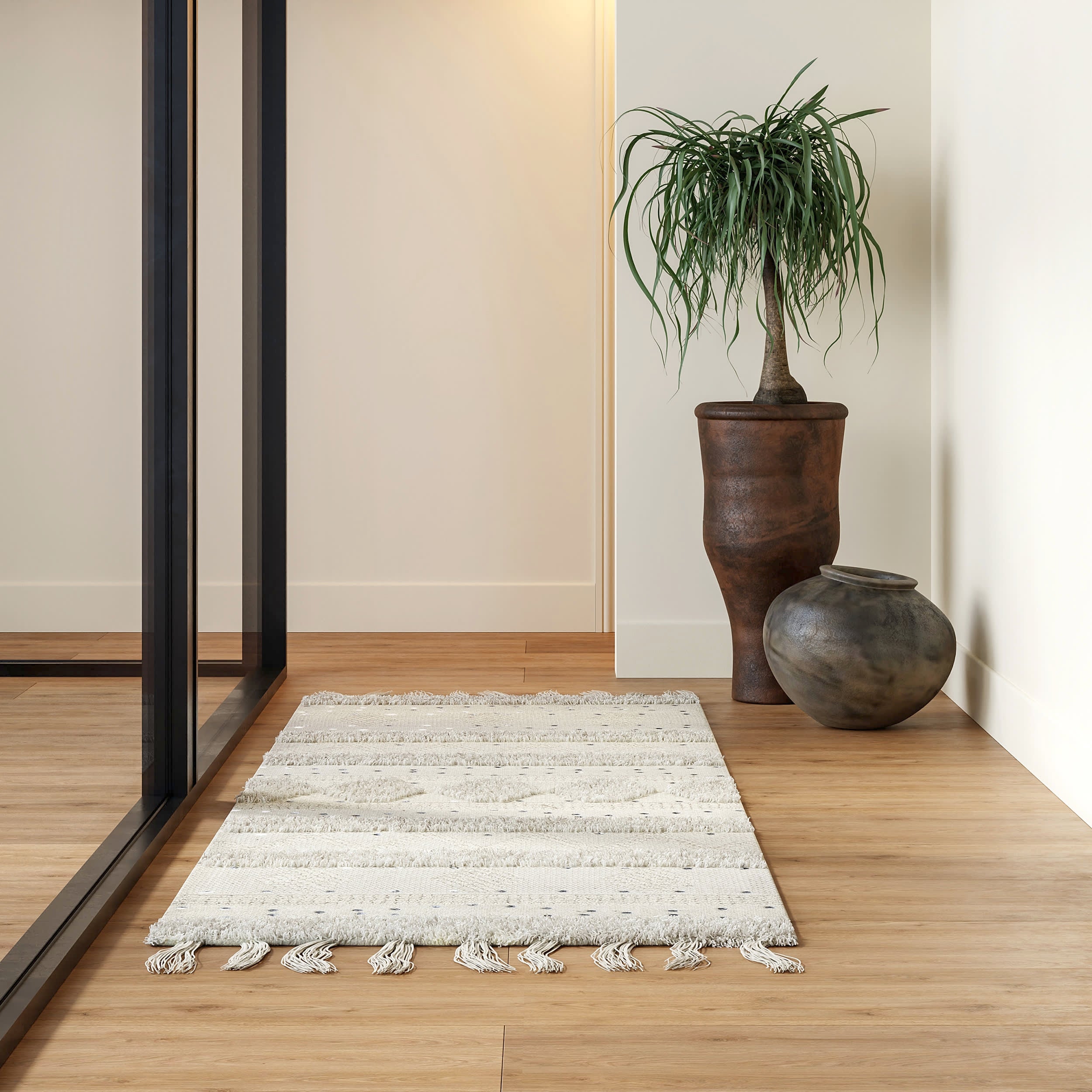 Luxury Chandy Textured Wool Rug - Soft Cream Handmade Area Rug for Living Room, Bedroom & Dining Room - Cozy & Durable Home Decor