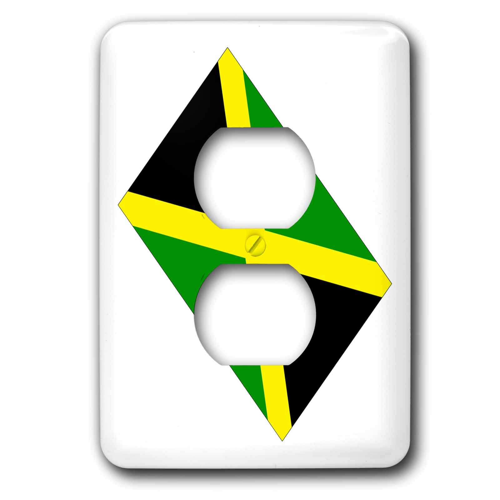 3D Rose Jamaican Flag Outlet Cover - 2 Plug Wall Plate with Decorative Design for Home & Office Decor | Perfect for Caribbean Themed Rooms, Gifts, and Travel Accessories