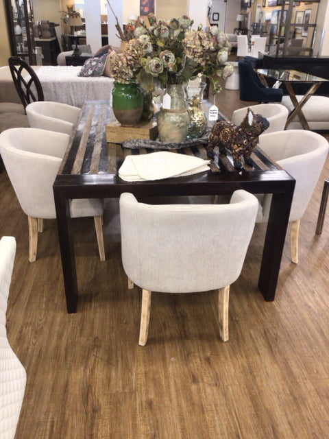 6 Upholstered Curved Back Dining Chairs - Modern Comfortable Kitchen Chairs for Dining Room, Restaurant & Home Decor