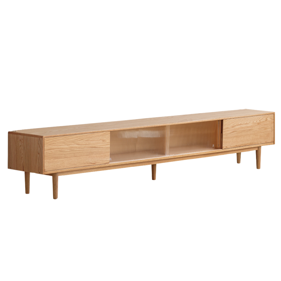 Modern Oak Solid Wood TV Stand with Storage - Stylish Entertainment Center for Living Room, Bedroom & Home Theater