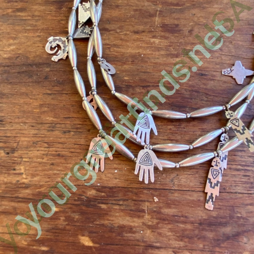 Sterling Silver Beaded Charm Necklace - Southwestern Style Handmade Jewelry for Women | Perfect for Boho Fashion, Gift Giving & Special Occasions