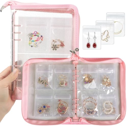 Pink, 80-Piece Clear Earring Bags