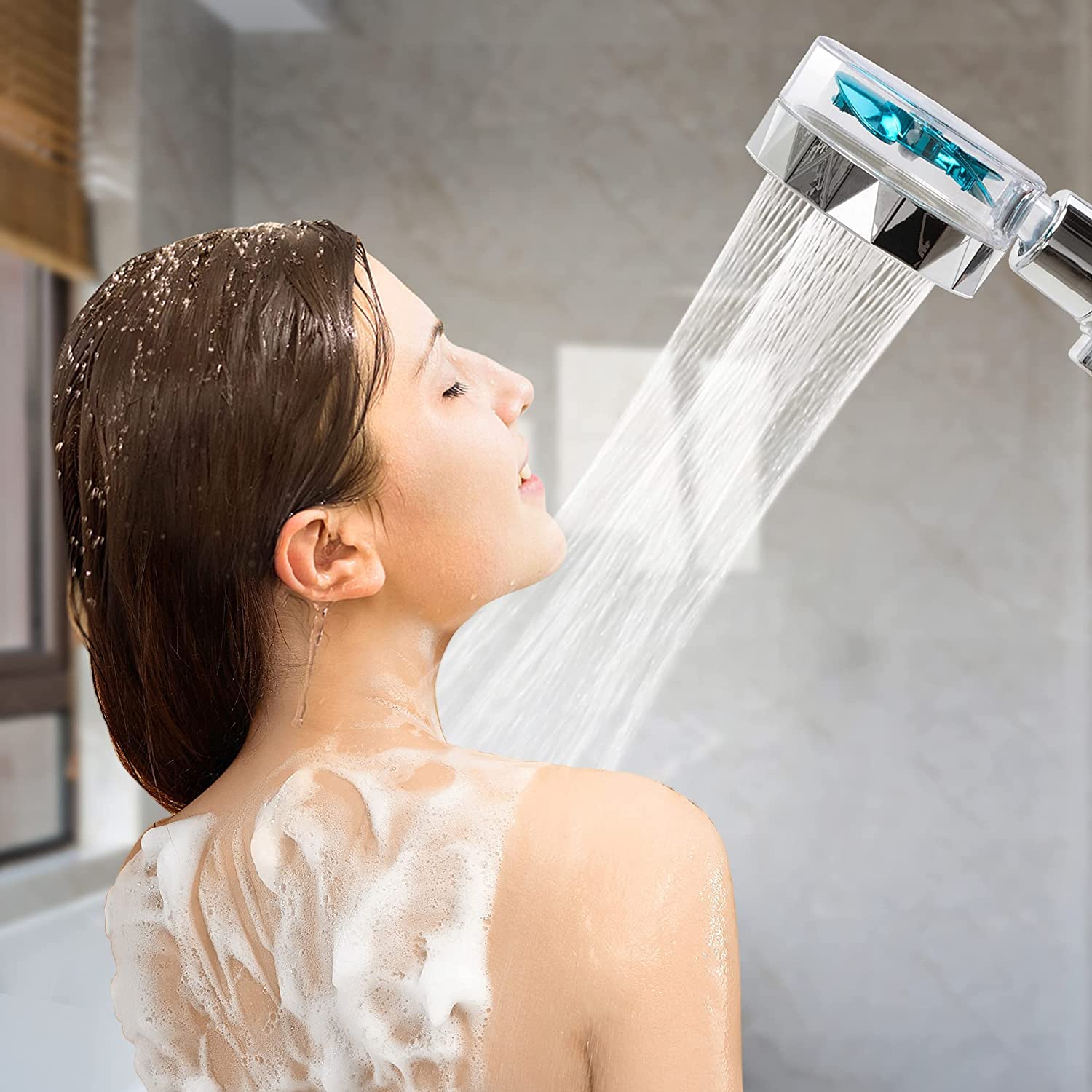 High Pressure Shower Head with 3 Filters - Turbo Fan Handheld Shower Kit, Water Softener & Pause Switch for Powerful Hydro Jet Spray - Perfect for Spa-Like Bathroom Experience & Water Conservation