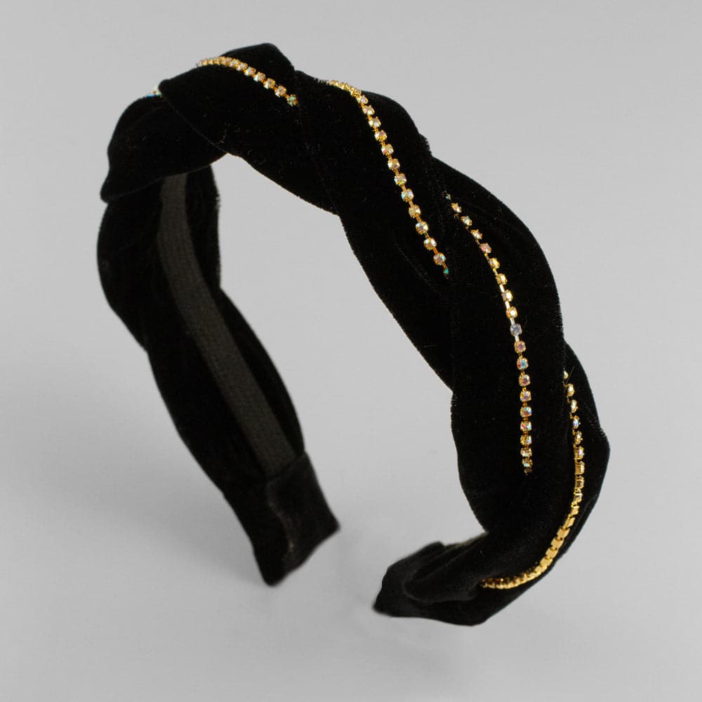 Handmade Crystal Velvet Twist Headband for Women - Elegant Hair Accessories for Parties, Weddings & Special Occasions
