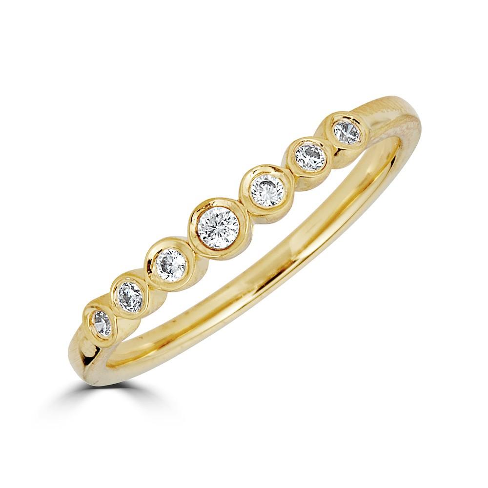 14KT Gold 0.10 CTW Diamond Bezel 7-Stone Wedding Band Ring for Women - Perfect for Engagement, Anniversary & Special Occasion Gifts