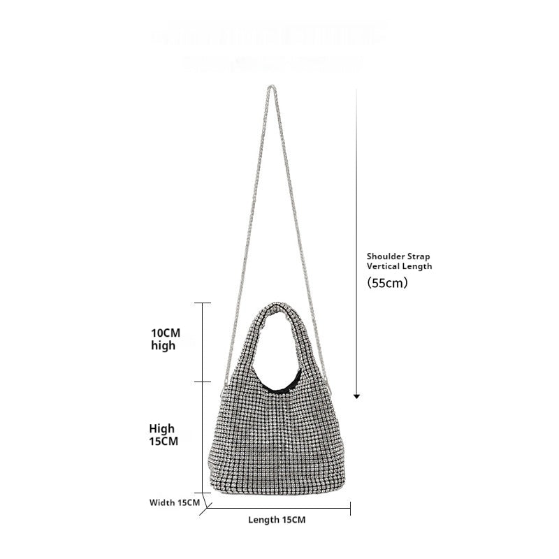 Luxury Diamond Encrusted & Diamond Filled Tote Bucket Dinner Bag - Elegant Evening Clutch for Parties, Weddings & Special Occasions - 819045946412