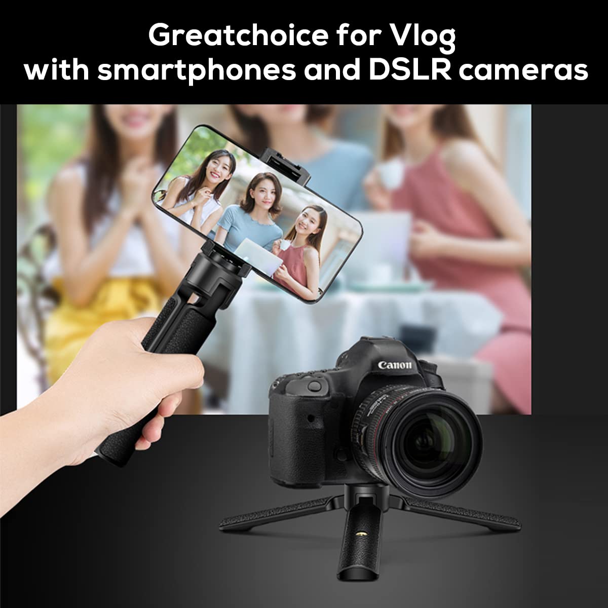 Extended Handle Grip & Tripod 2-in-1 for Gimbal Stabilizer - Compatible with DJI Ronin-S, Zhiyun WEEBILLs, Zhiyun Crane - Desktop Tripod Stand for DSLR Cameras - Perfect for Vlogging, Live Streaming & Professional Photography