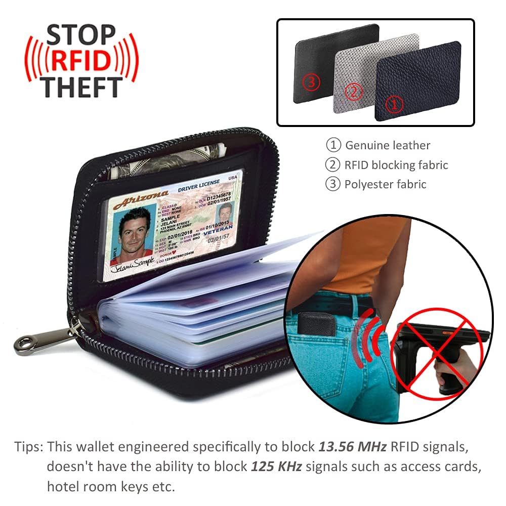 RFID Blocking Card Holder for Women & Men - 20 Slot Credit Card Wallet with Money Organizer - Slim & Secure Black Leather Case - Perfect for Travel, Business & Everyday Use