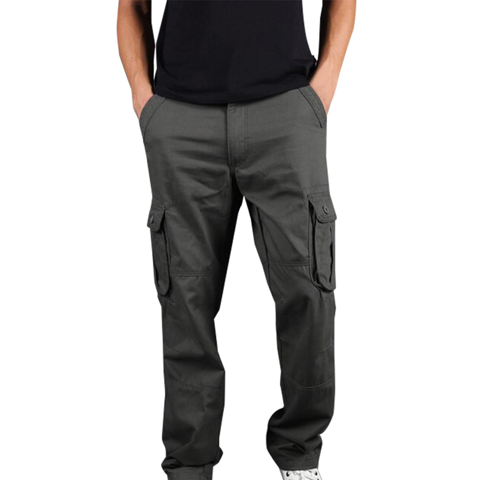 **Men's Khaki Cargo Joggers - Hiking & Training Sweatpants with Big Side Pockets, Durable & Comfortable for Outdoor Activities, Workouts, and Casual Wear**