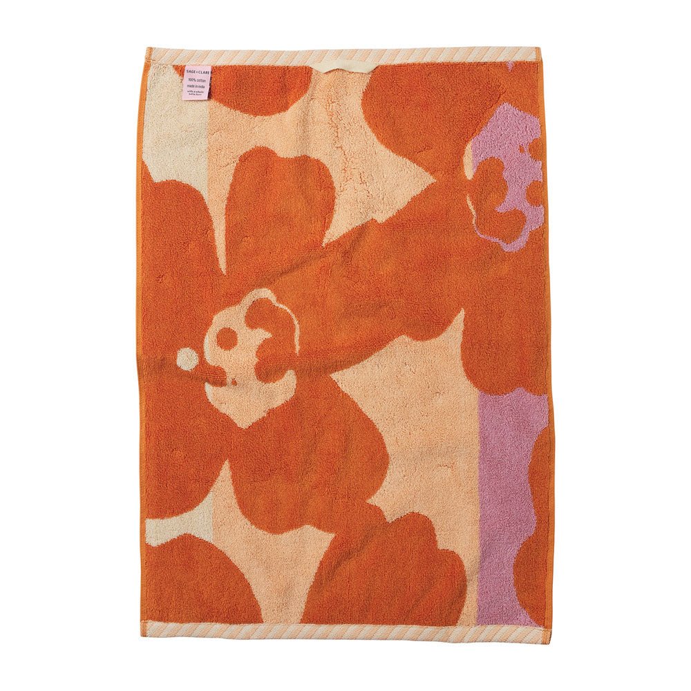 Premium Floral Hand Towel Set - Soft & Absorbent Cotton Kitchen Towels for Bathroom, Kitchen & Home Decor - Elegant Persimmon Design - Perfect for Gifts & Daily Use
