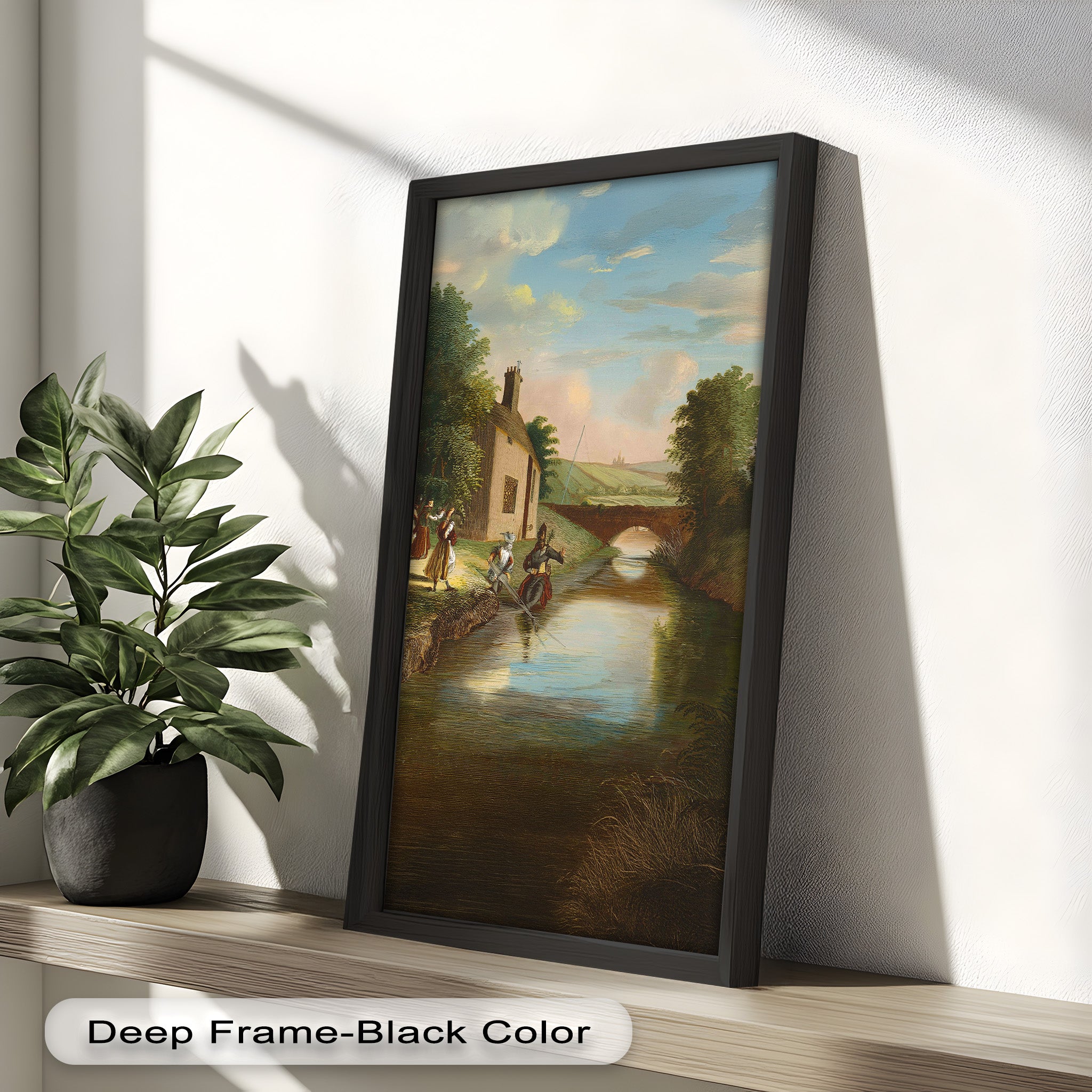 Romantic English Countryside Historic Oil Painting - A Day by the River - Perfect for Home Decor, Living Room Wall Art & Gift Ideas