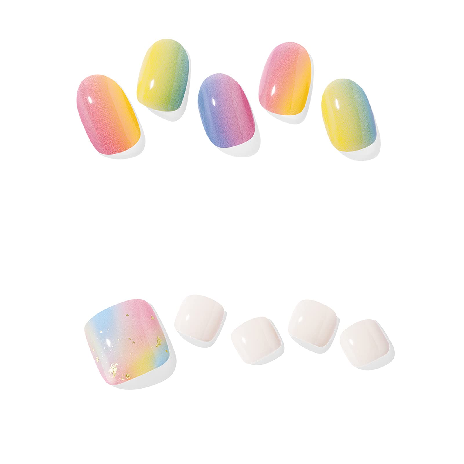 Ohora Semi-Cured Gel Nail Stickers Set - 30 Nail & 32 Pedi Stickers, Long Lasting Gel Polish, Pastel Nails & Dreamlike Pedi Design for Home Manicure & Pedicure | Perfect for Parties, Weddings & Everyday Wear