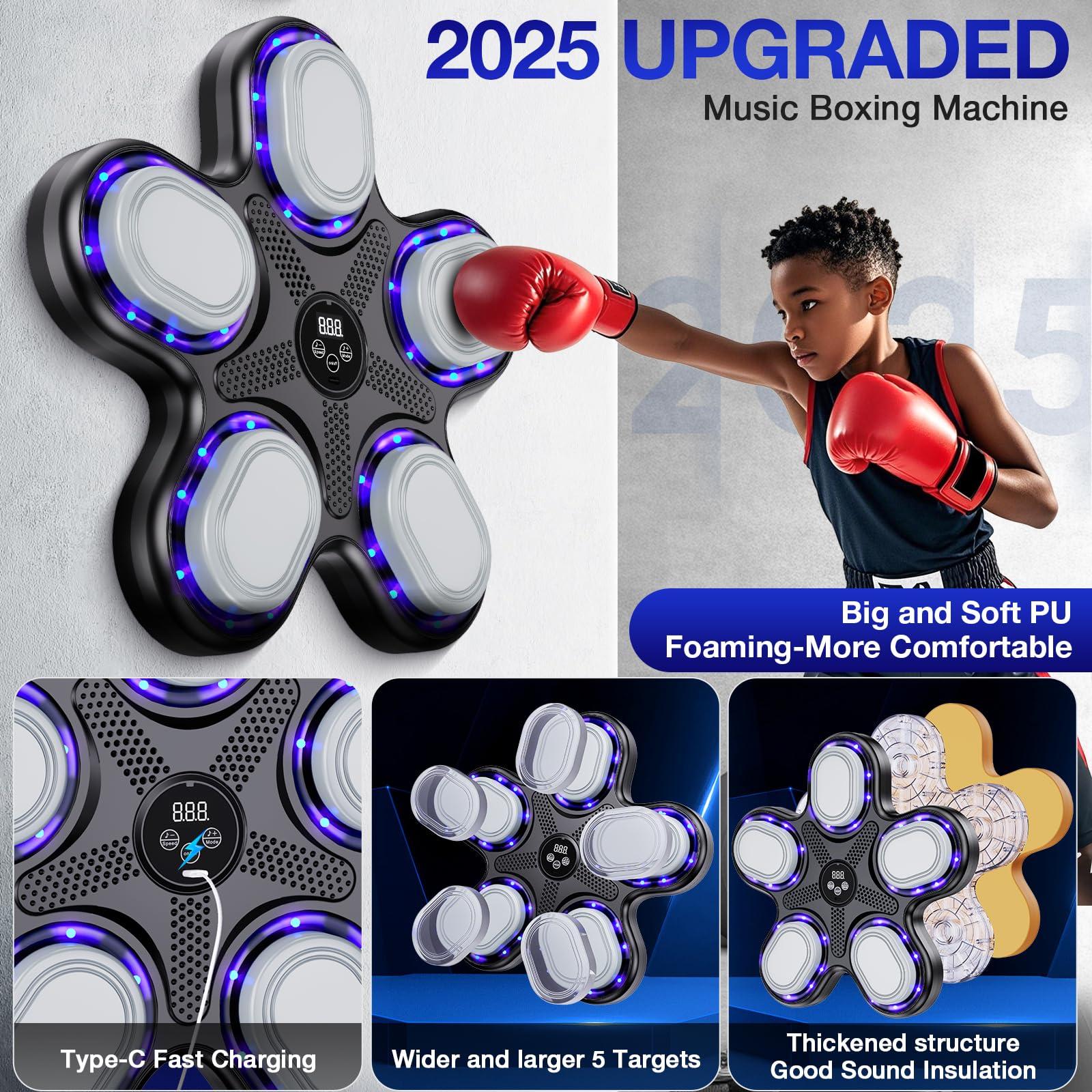 2025 New Bluetooth Music Boxing Machine for Kids & Adults - 14.6