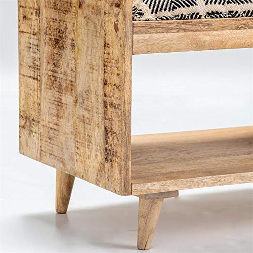 Crestview Collection Evolution Wood Storage Bench - Black & Brown - Entryway, Bedroom, Living Room Organizer & Seating Solution