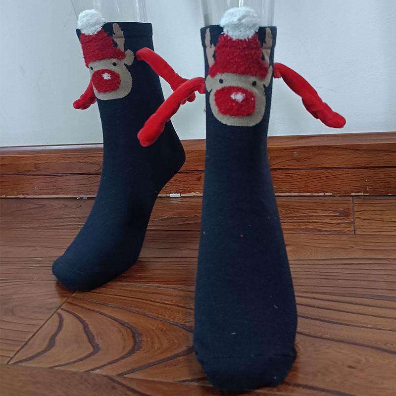 Cozy Christmas Socks for Hand Holding - Warm Holiday Couple Socks for Christmas Gifts, Stocking Stuffers & Romantic Winter Nights
