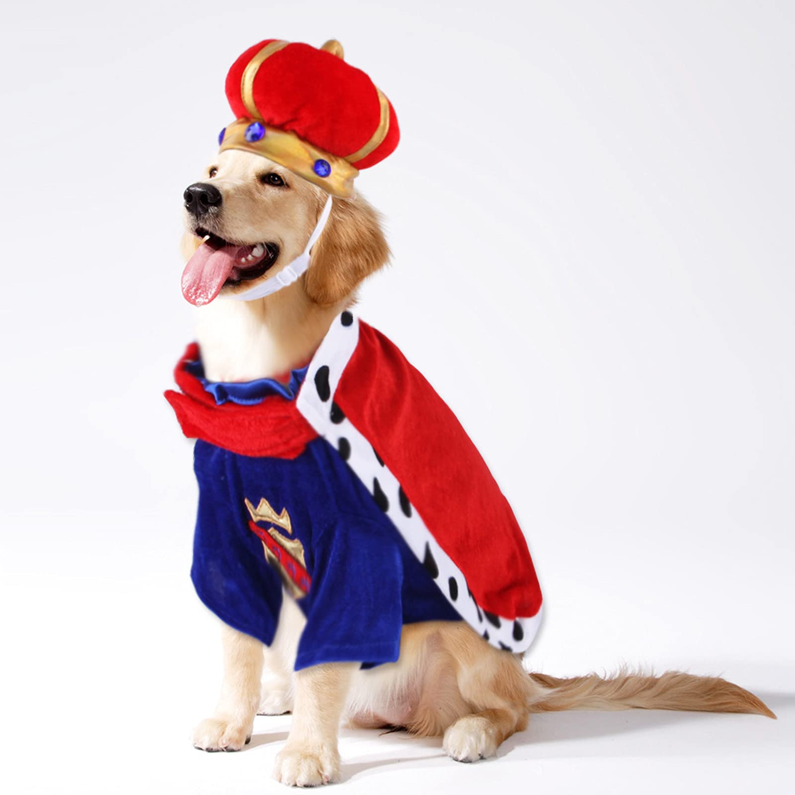Halloween Pet Dog Costume - King Crown & Cape Outfit for Small & Large Dogs | Perfect for Halloween Parties, Pet Parades & Photo Shoots