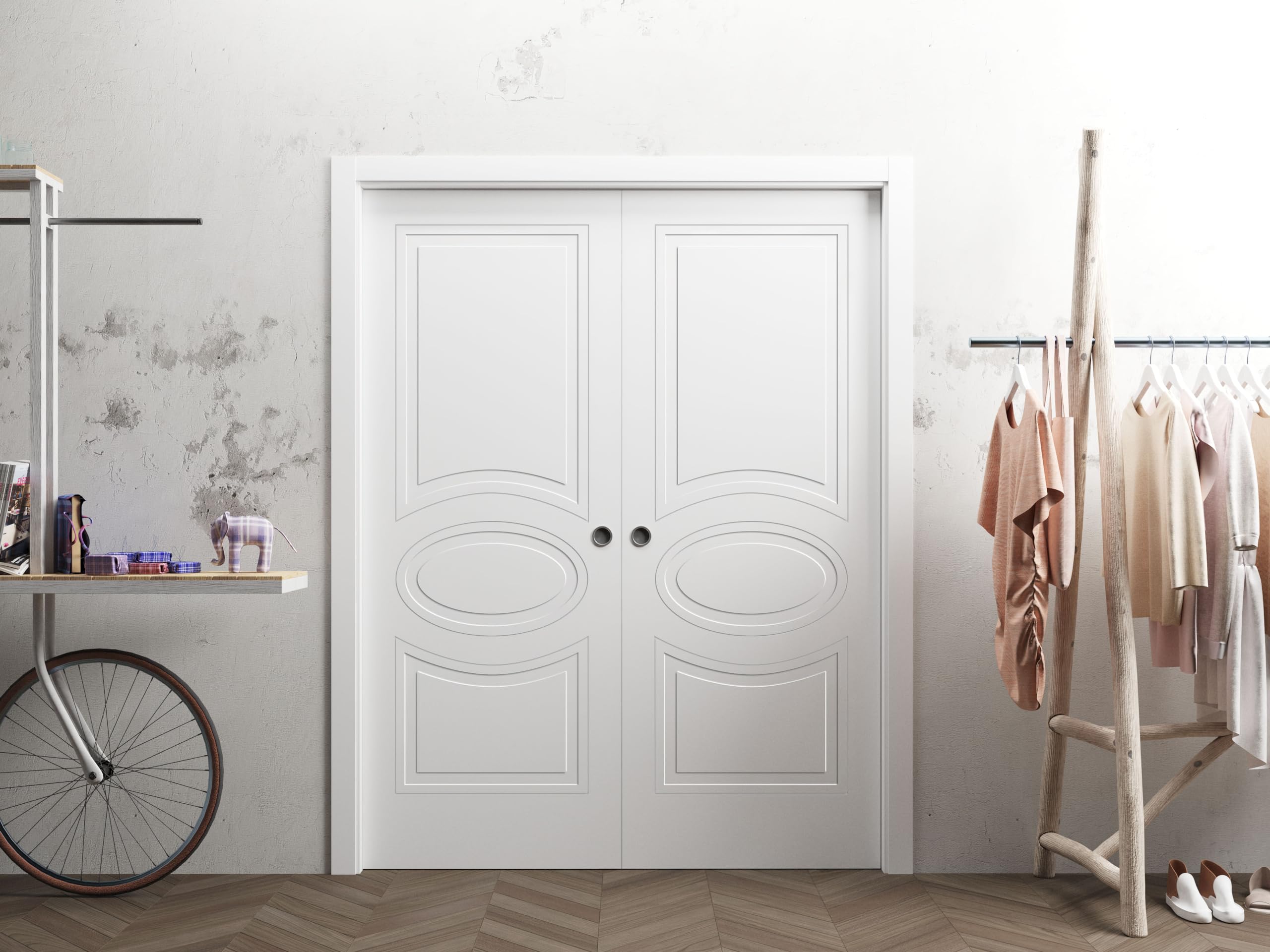 VDOMDOORS 24x96 Inches Slab Door Panel - Mela 7001 Matte White Modern Finished Pocket Closet Sliding Barn Door | Perfect for Bedroom, Closet & Home Office Renovation