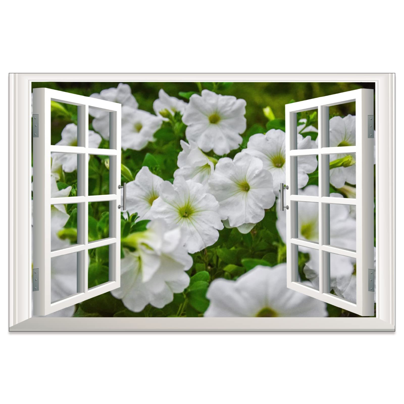 3D White Morning Glory Removable Wall Sticker - Self-Adhesive Wallpaper & Window Decals - Creative Wall Decor for Bedroom, Living Room (11.8x17.7in) - Perfect for Home Decor, Nursery, Office & DIY Interior Design Projects