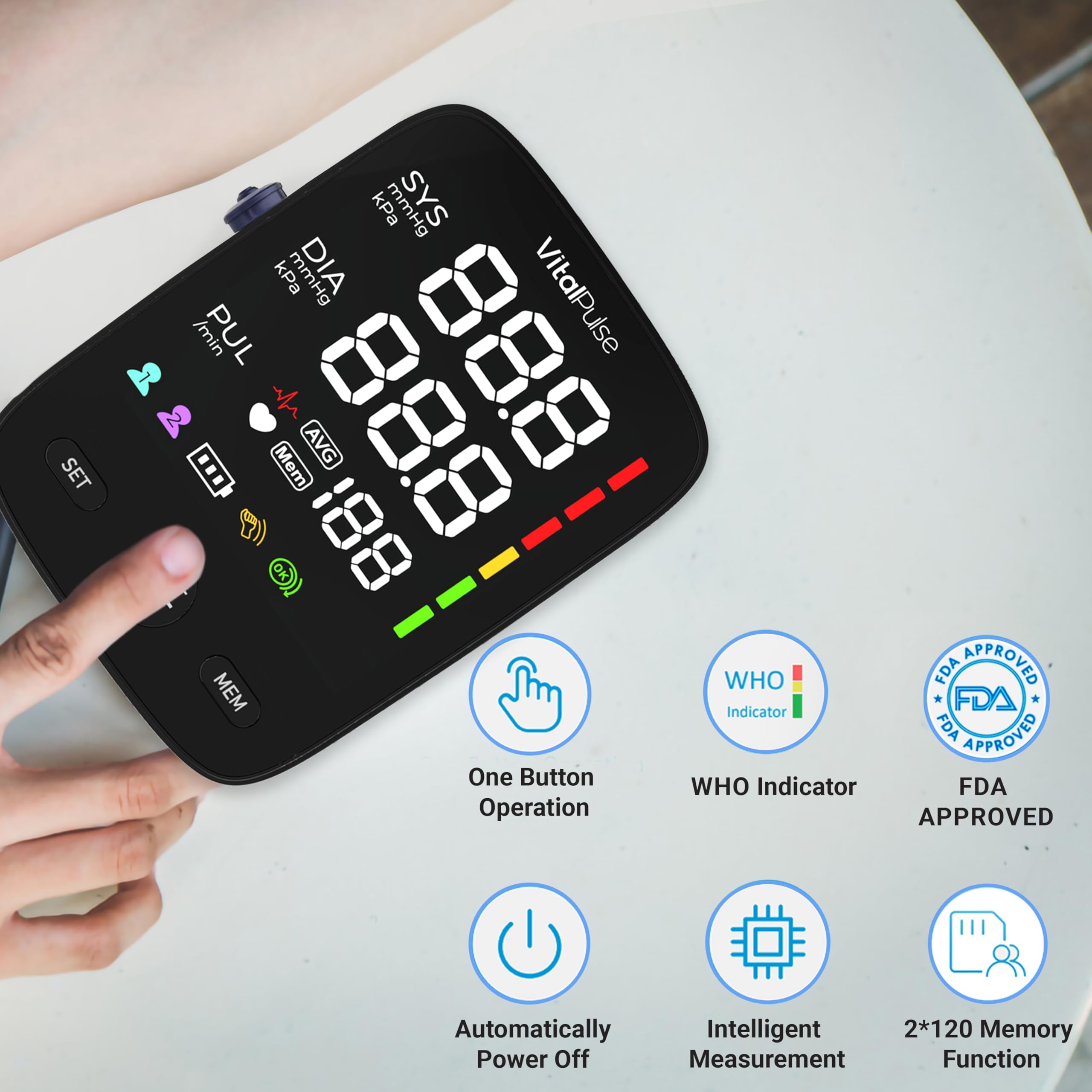 Digital Blood Pressure Monitor with 2 Cuff Sizes (8.7”-16.5” & 13”-21”) - Automatic Upper Arm BP Machine with Large LED Display & 240 Memory Storage - Perfect for Home Use, Health Tracking & Doctor Visits