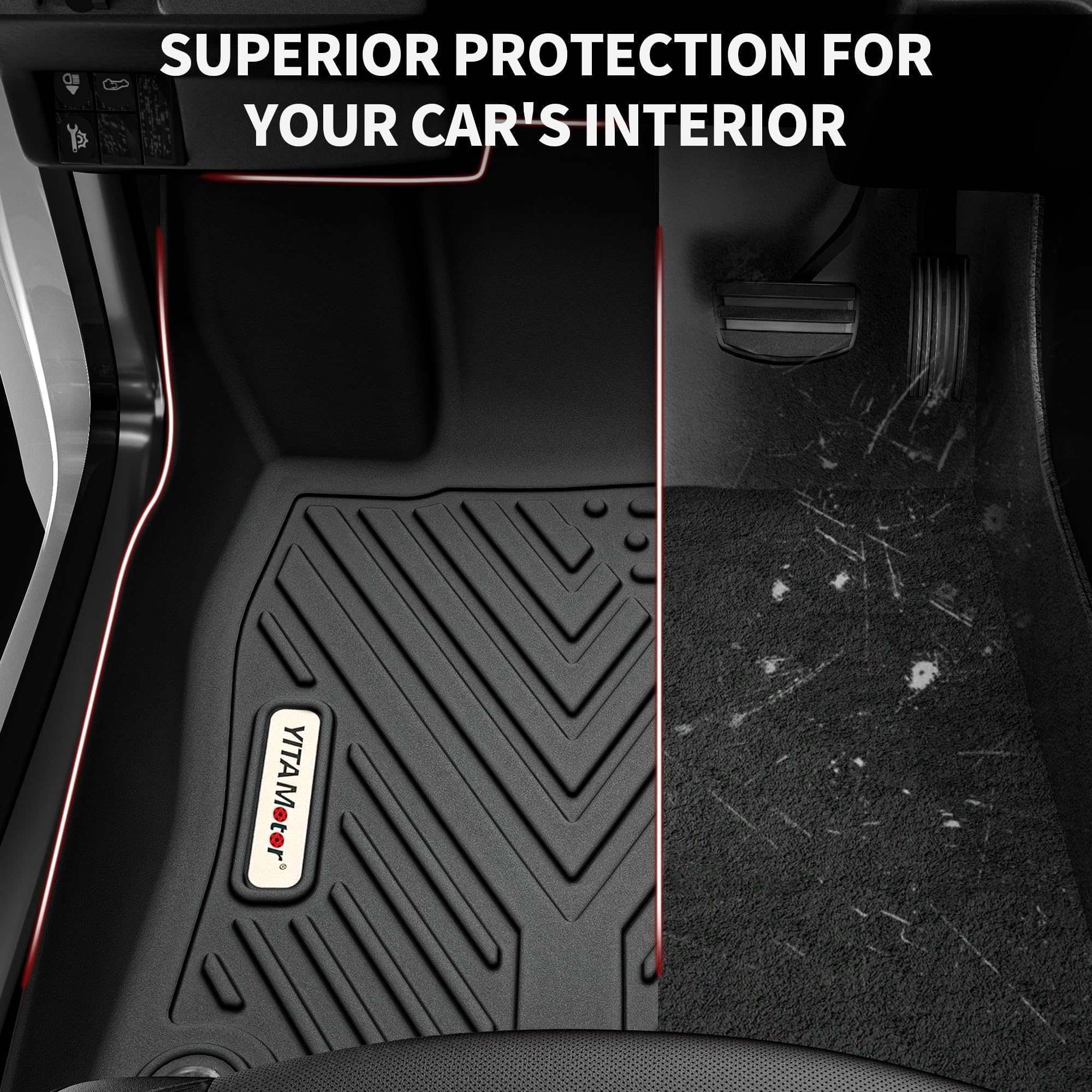 YITAMOTOR Custom Fit TPE All-Weather Floor Mats for 2016-2023 Toyota Tacoma Double Cab - 1st & 2nd Row Heavy Duty Car Floor Liners | Perfect for Off-Roading, Camping & Daily Driving Protection