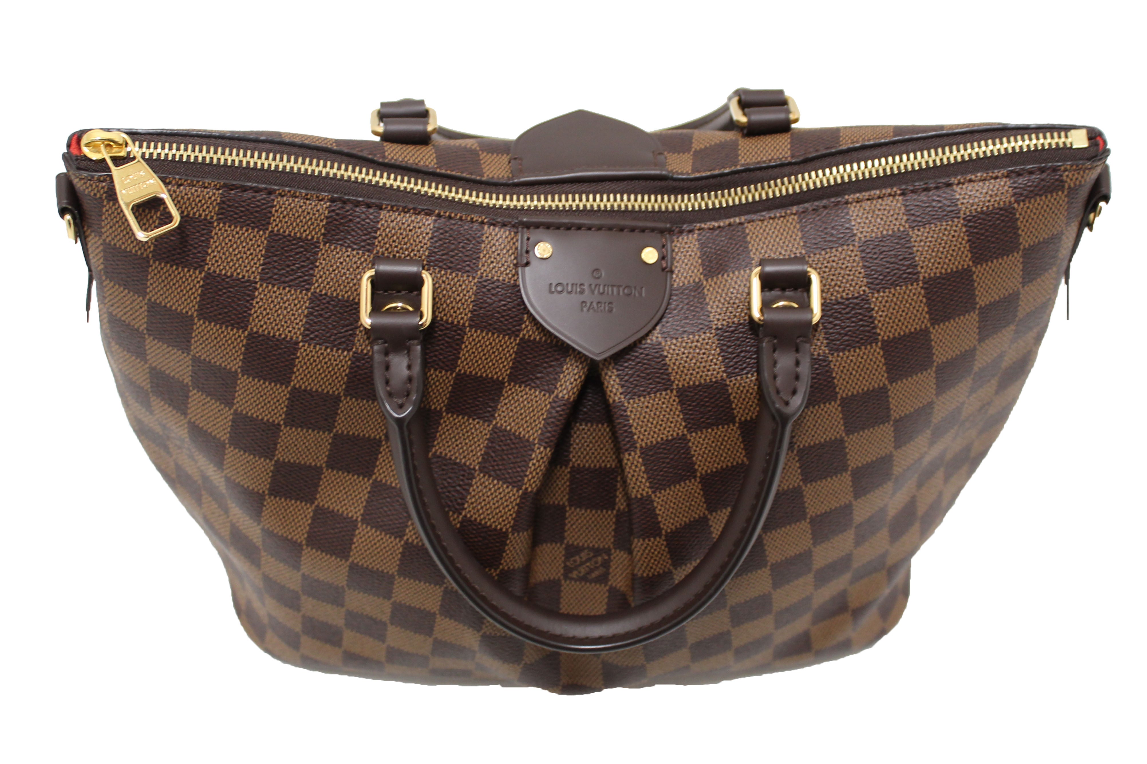Authentic Louis Vuitton Damier Ebene Canvas Siena MM Handbag for Women - Luxury Designer Tote Bag with Shoulder Strap - Perfect for Work, Travel & Everyday Use