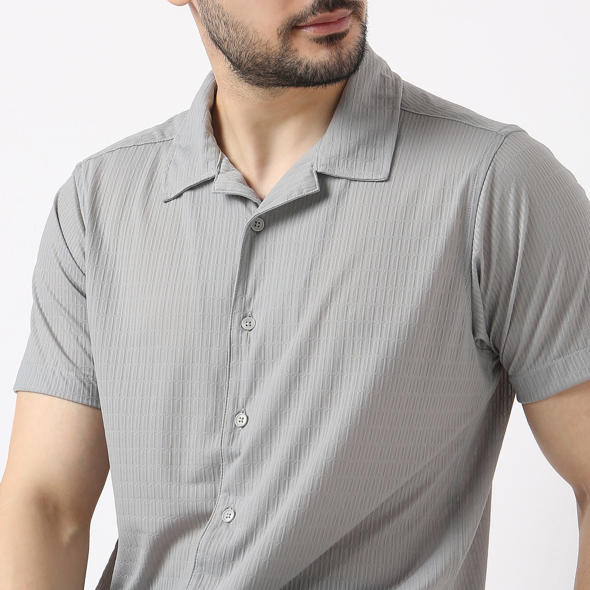 BAE Shirt™ - Premium Soft Nylon & E-Fast® Stretch Micro Dobby Slim Fit Cuban Collar Shirt for Men | Business Casual & Date Night Outfits