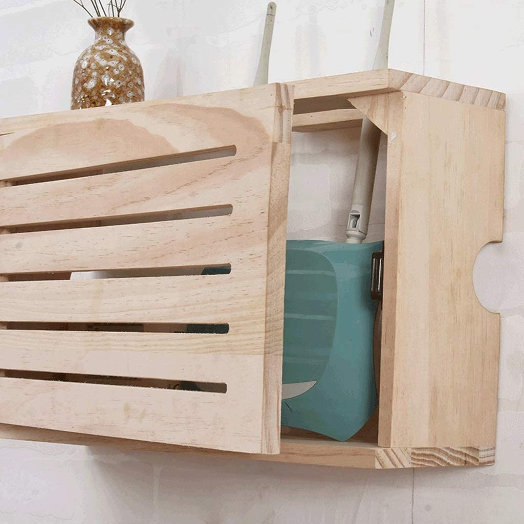 Wooden WiFi Router Storage Box - Wall Mounted Cable Organizer for Living Room, Wireless Set-Top Box Hider Shelf - No Drilling Required | Perfect for Home Office & Entertainment Center Organization