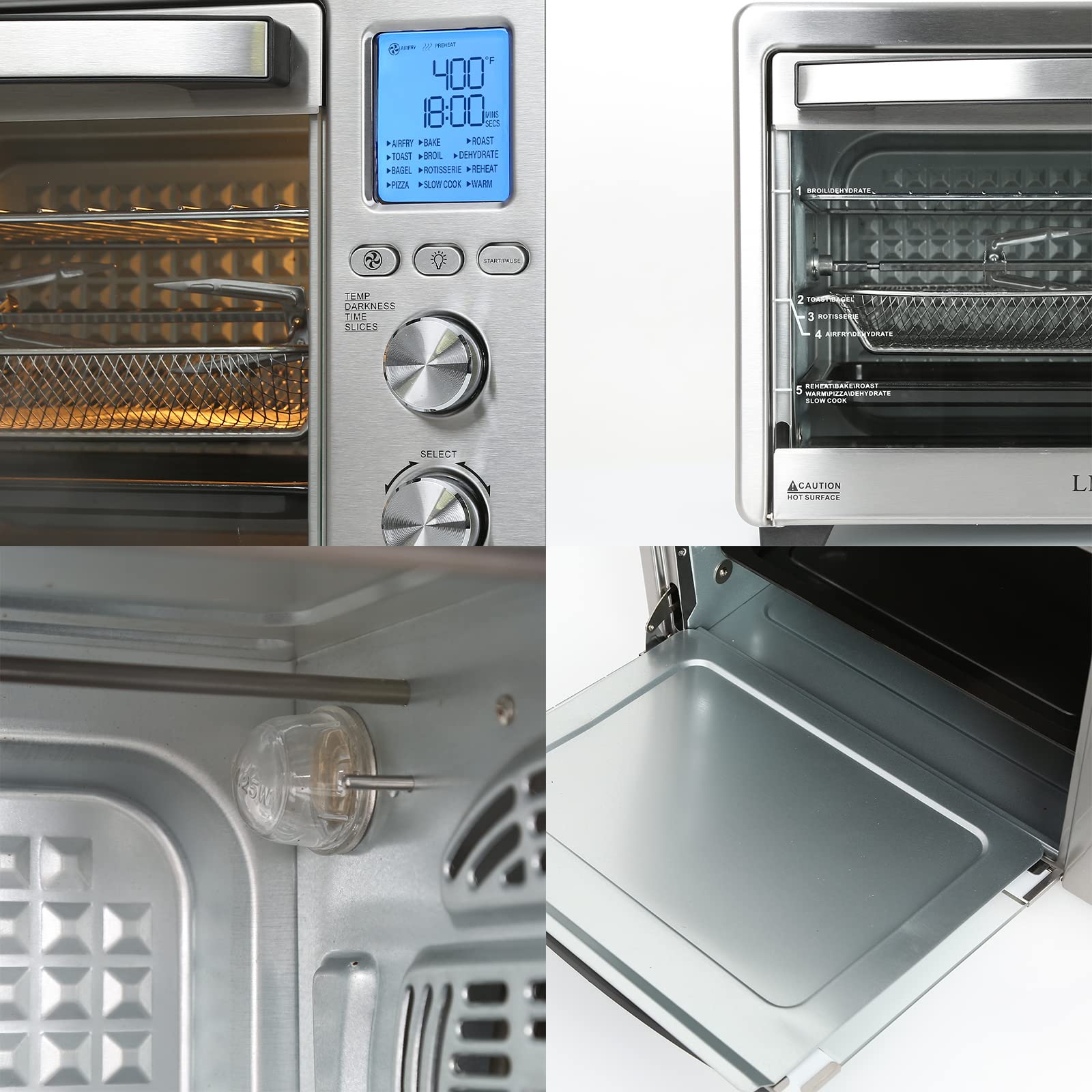 34QT Large Air Fryer Toaster Oven Combo - 1750W Countertop Convection Oven with 12-in-1 Functions, Rotisserie & Pizza Rack (12