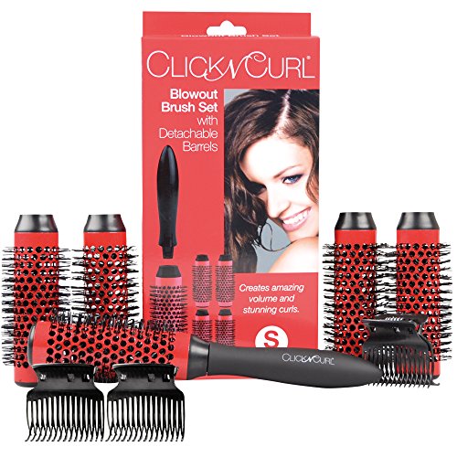 Click n Curl Blowout Brush Set - 5 Round Barrels with Universal Handle | Professional Hair Styling Tools for Smooth Blowouts & Voluminous Curls | Perfect for Home Use, Salons & Travel (Small Size)