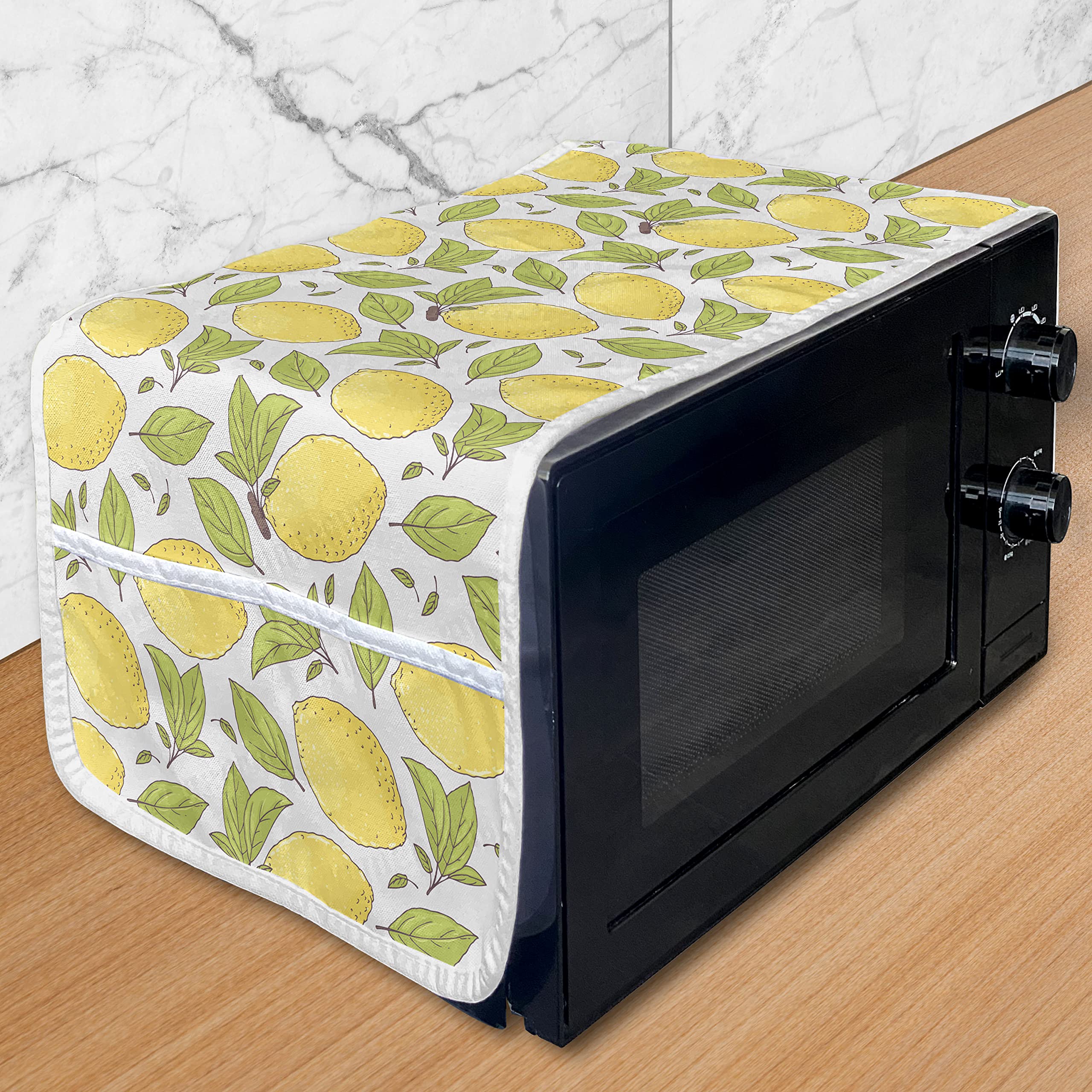 Ambesonne Microwave Cover - Water Resistant Lemonade Fruit & Leaves Design, 36