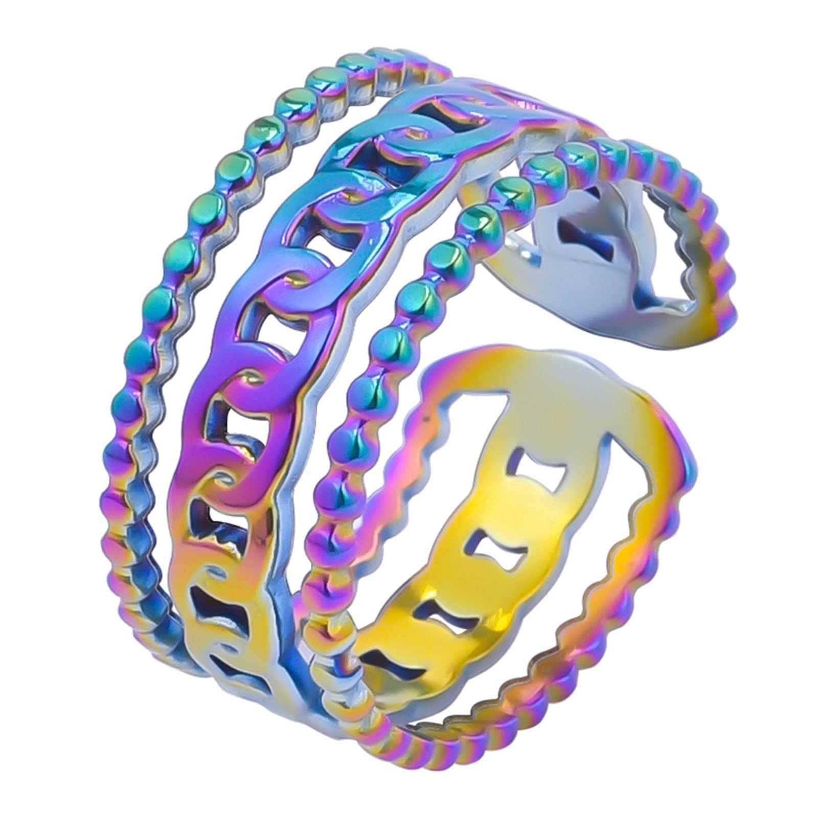 Vintage Adjustable Stainless Steel & Titanium Rings for Women & Men - Perfect for Weddings, Anniversaries, and Everyday Fashion Accessories