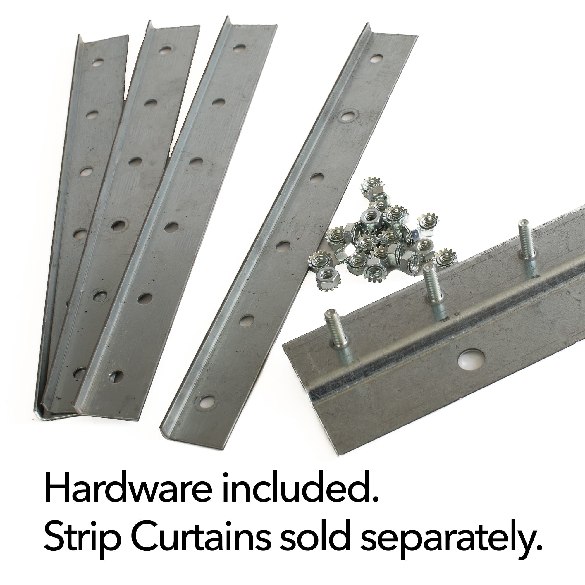 RESILIA Heavy Duty Industrial Mounting Brackets for Strip Curtain Doors - 8ft Steel Strip Kit with Two 4ft Brackets - Warehouse, Loading Dock & Cold Storage Door Installation