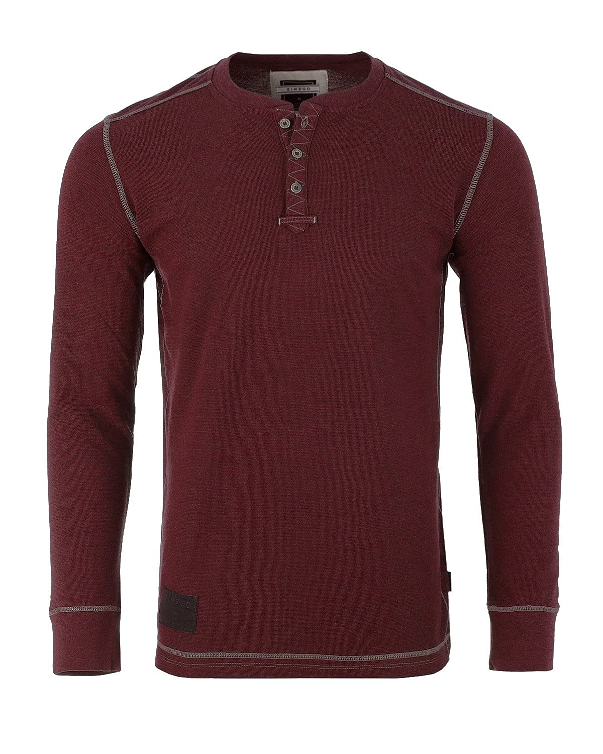 ZIMEGO Men's Vintage Burnout Long Sleeve Henley Shirt - Lightweight Thermal Top for Men - Casual & Outdoor Wear (Hiking, Camping, Fall Fashion)