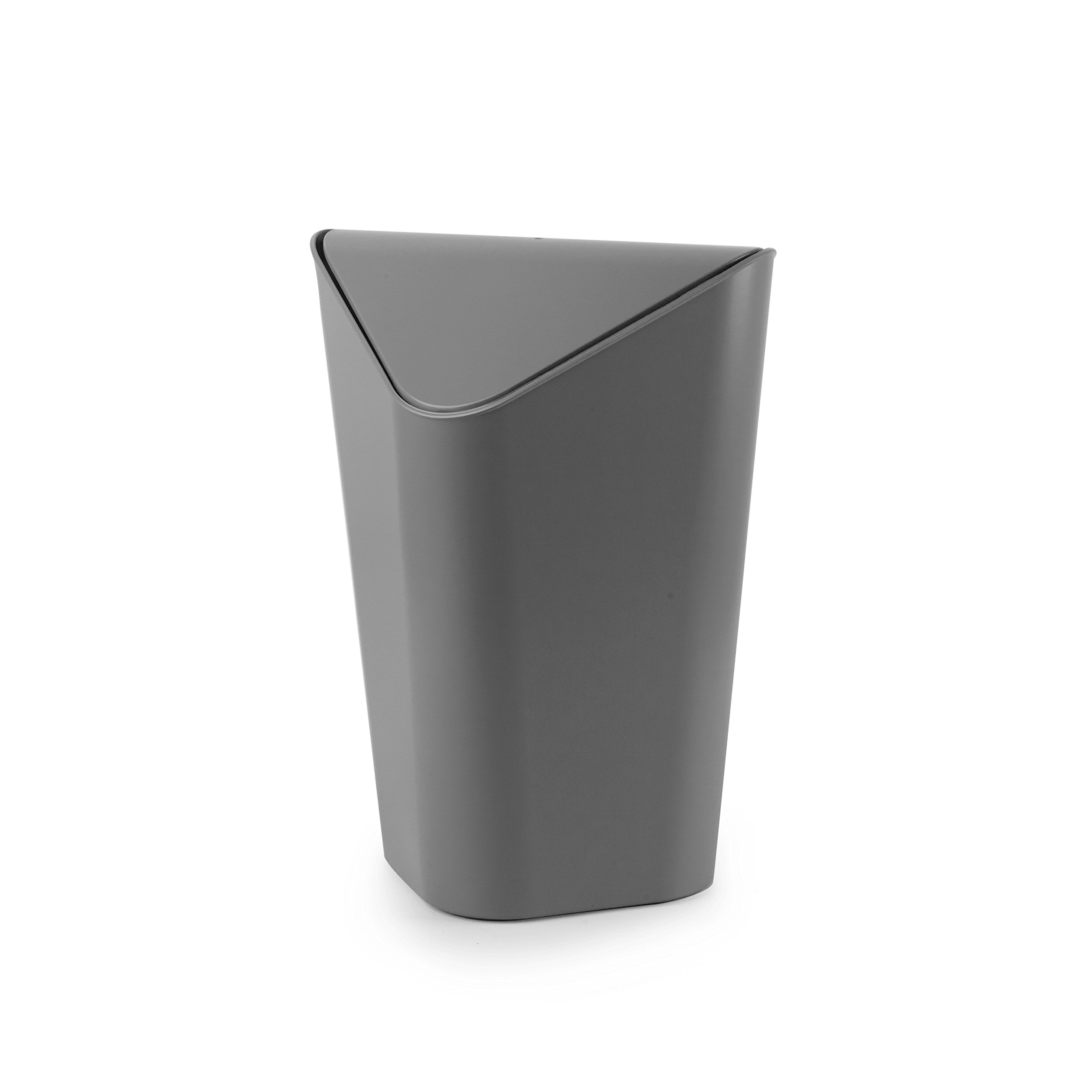 Corner Trash Can - Space Saving Gray Garbage Bin for Kitchen, Bathroom & Office | Compact Waste Basket for Tight Spaces