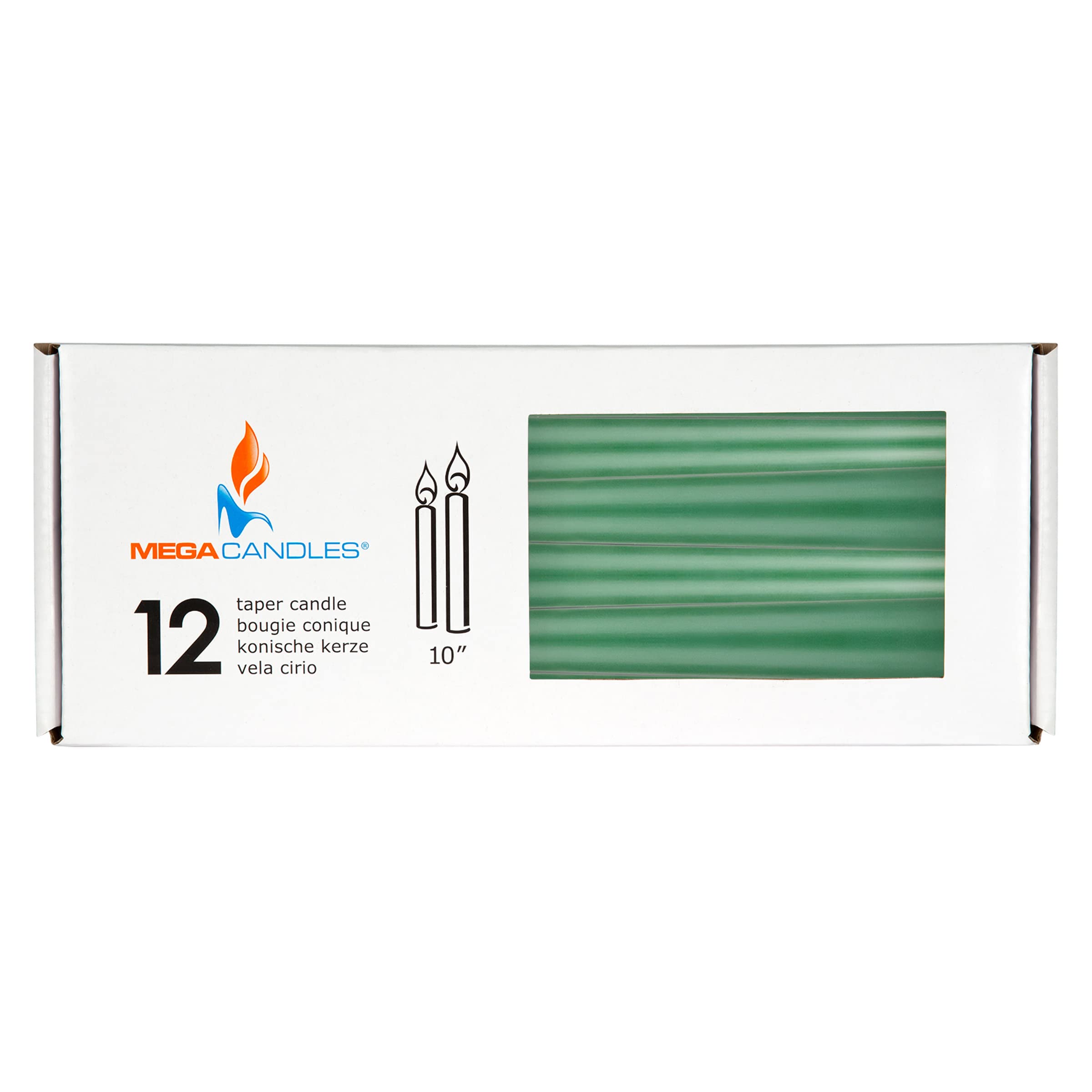 Premium 12-Pack Unscented Green Taper Candles - 10 Inch Hand-Poured Wax Candles for Weddings, Birthdays & Home Decor | Elegant Centerpieces for Romantic Events & Celebrations | Fits Standard 7/8 Inch Candle Holders