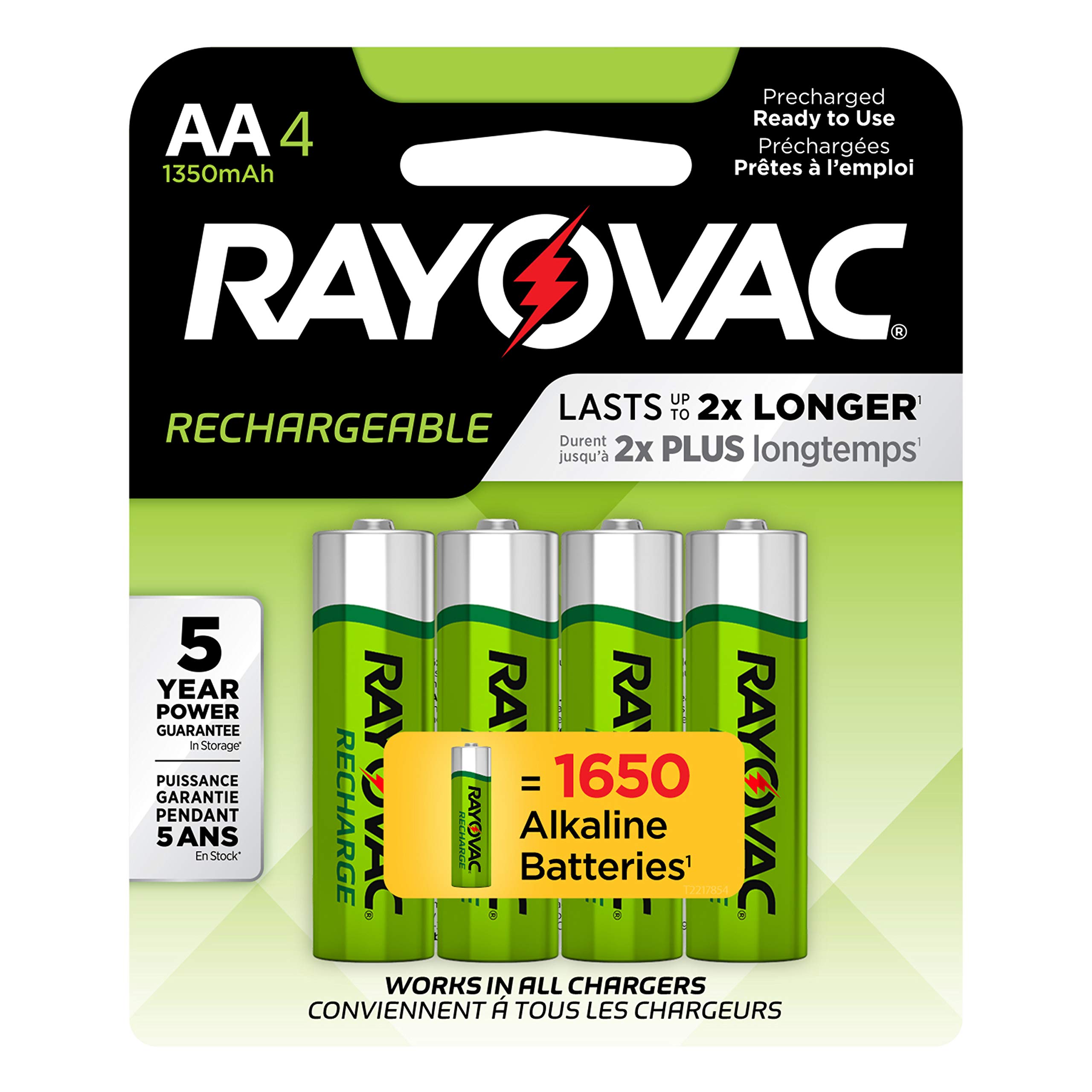 Rayovac AA and AAA Rechargeable Batteries with Charger - 2 Pack (4 Batteries Total) - Perfect for Toys, Cameras, and Electronic Devices