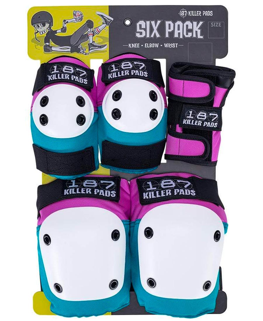 187 Junior Combo Pad Set - 6-Piece Protective Gear for Young Skateboarders & Scooter Riders - Perfect for Kids' Skate Park Safety & Outdoor Sports