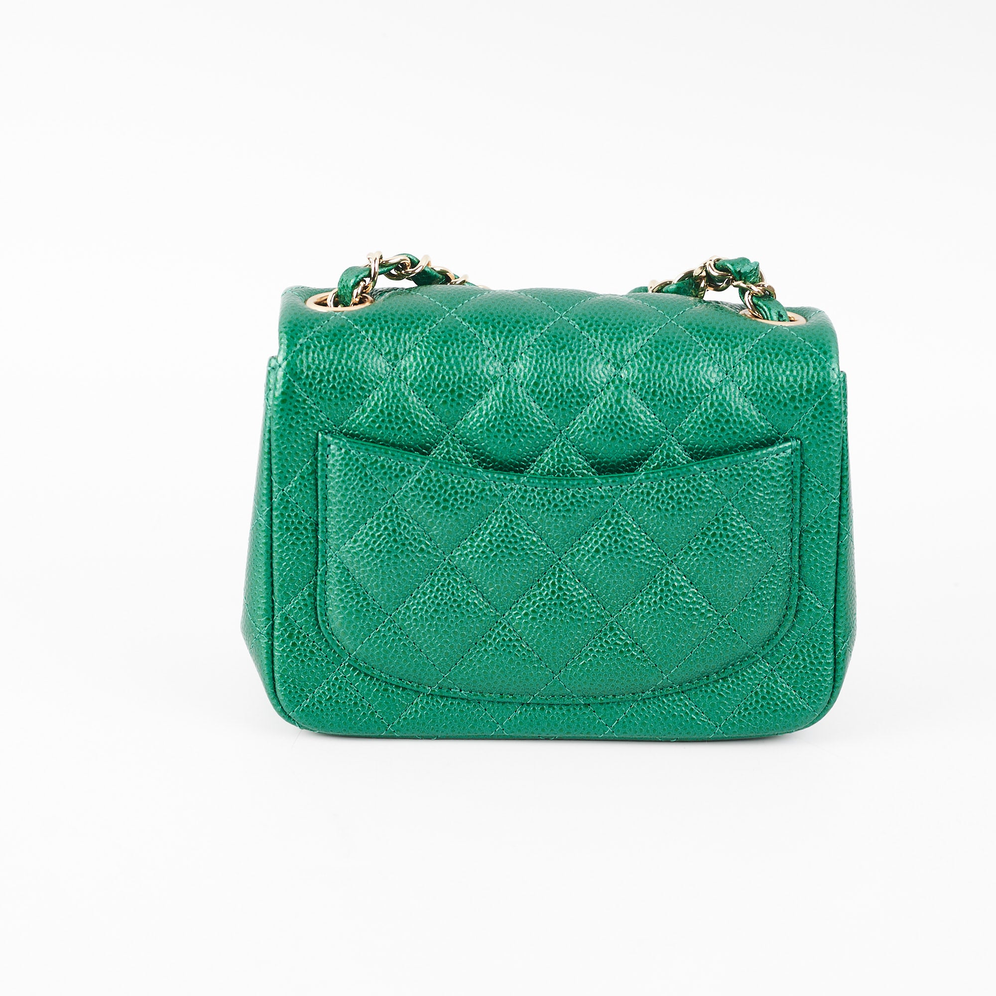 Chanel Quilted Caviar Mini Square Bag 18S Emerald Green - Luxury Crossbody Purse for Women, Perfect for Parties, Dating & Evening Events
