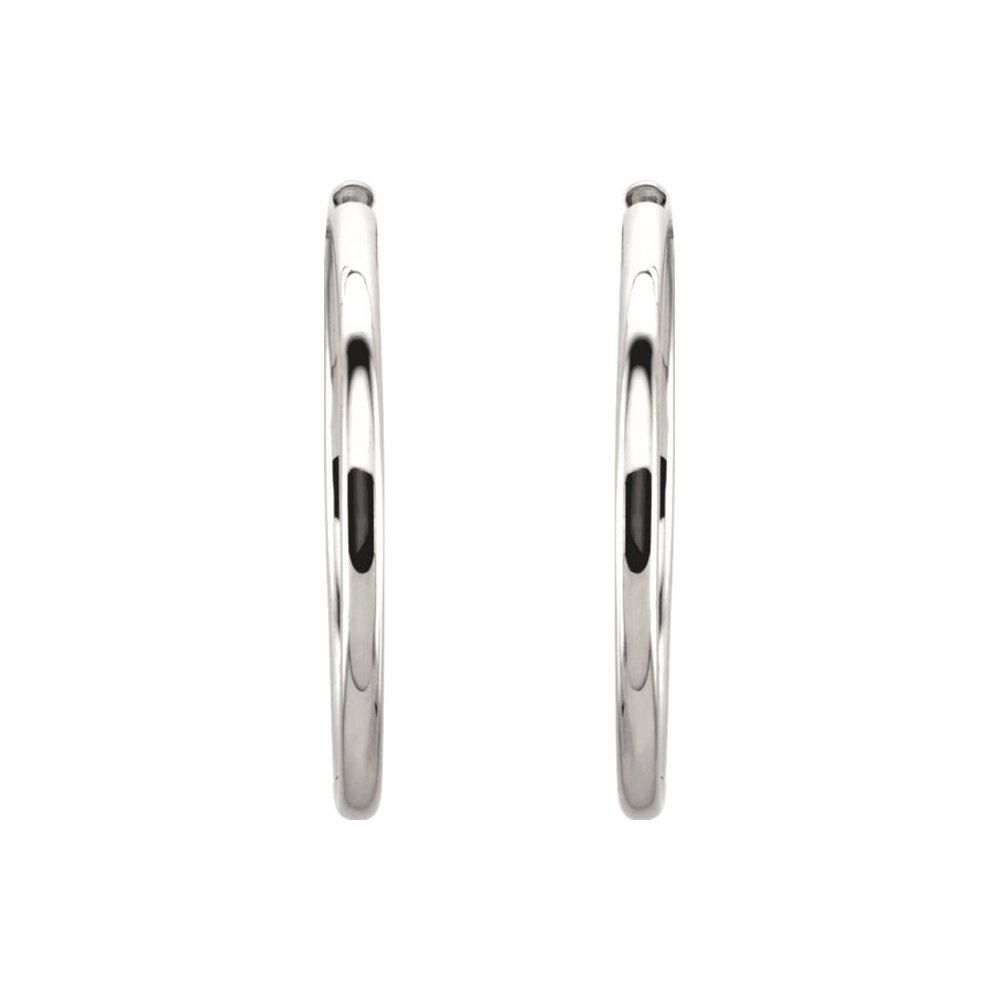 The Black Bow 2.6mm Hinged Endless Round Hoop Earrings - 39mm Sterling Silver for Everyday Elegance and Special Occasions