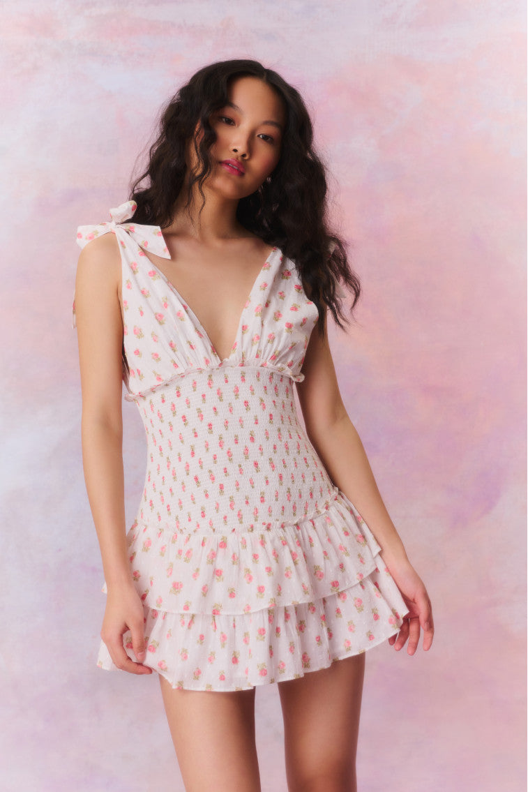 Rossi Women's Cotton Floral Smocked Mini Dress - Summer Casual Sundress for Beach, Vacation & Date Night