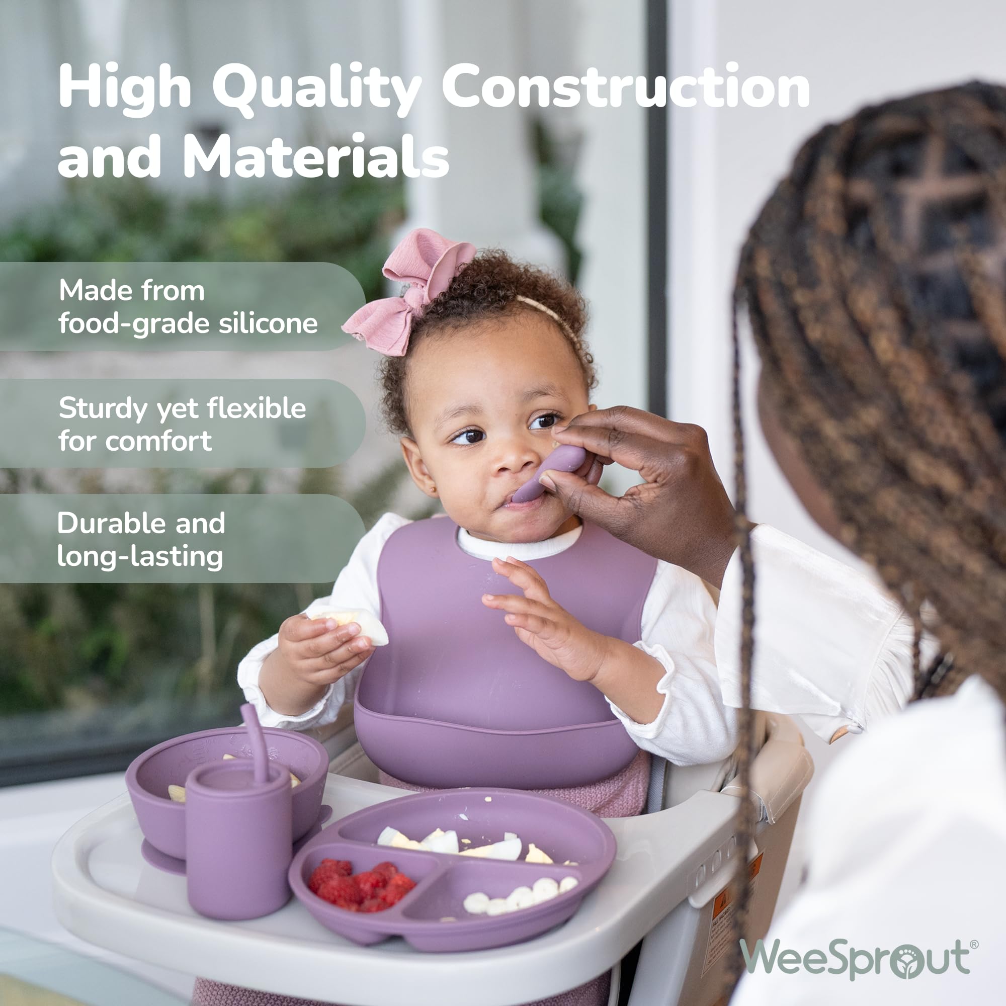 WeeSprout Baby Spoons for Self Feeding - Soft Silicone Infant Utensils for 6+ Months - BPA-Free, Gentle on Gums & Teeth - Easy-Grip Handles for Toddlers - 3-Pack with Travel Case - Perfect for Baby-Led Weaning & On-the-Go Meals
