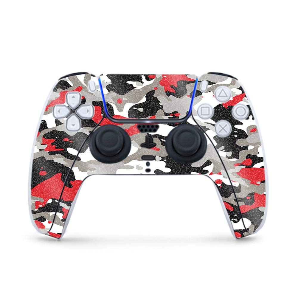 Premium Glossy Glitter Gaming Skin for PS5 Controller - Red Camo Design | Durable High-Gloss Finish | Easy to Apply & Remove | Made in USA | Perfect for Gaming Enthusiasts & Customization Lovers