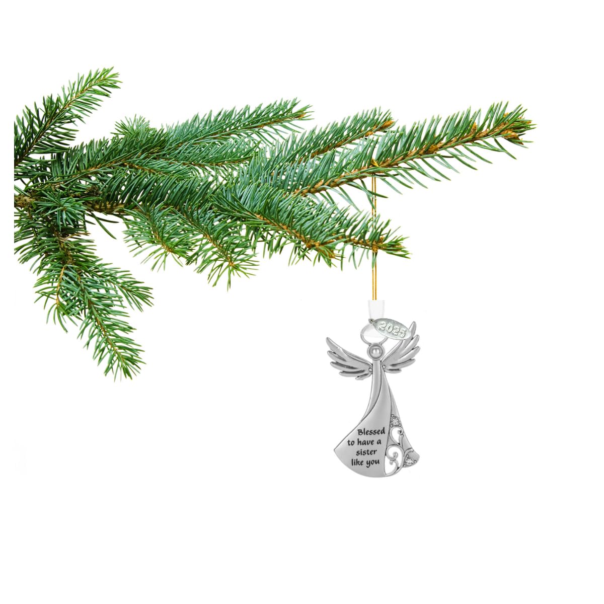 Sparkling Metal Angel Ornament - Nurse, Mom, Sister Gift for Christmas Decor