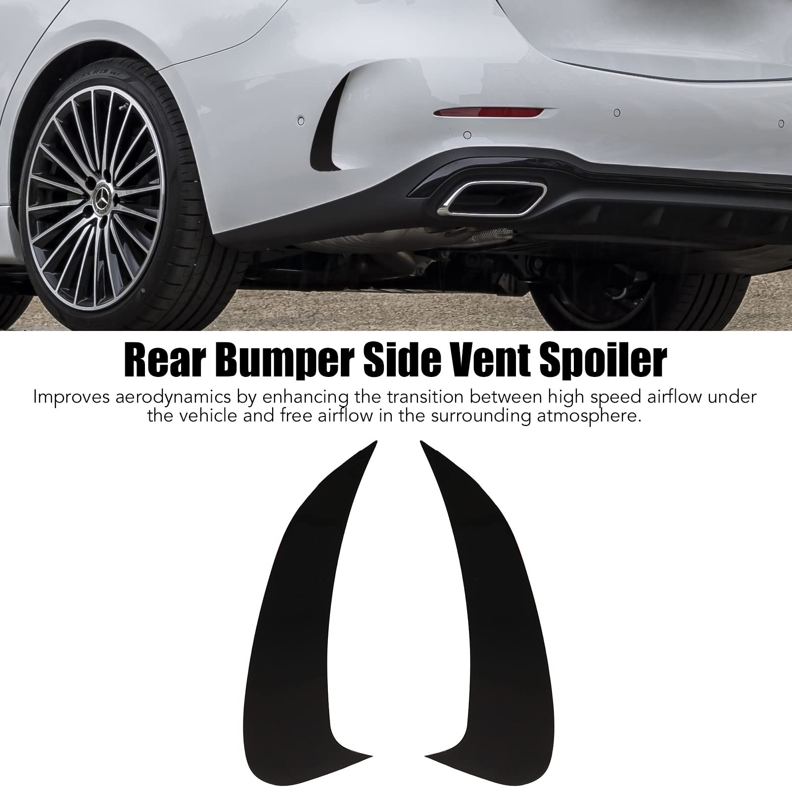 Qiilu Rear Bumper Side Vent Spoiler - 2PCS Glossy Black Replacement for Mercedes-Benz C-Class W206 (Left & Right) - Enhance Aerodynamics & Style for Sedan Performance