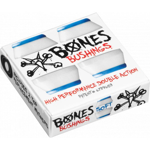 Powell Peralta BONES Soft White Skateboard Bushings - High Performance Replacement Bushings for Smooth Turning & Control - Perfect for Street Skating, Cruising & Park Riding