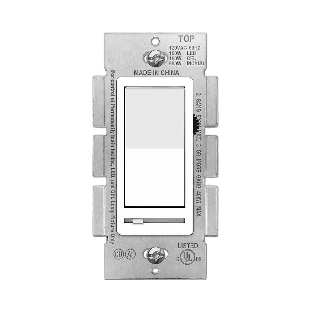 LED Wall Dimmer Switch for LED Lights - 3-Way & Single Pole, 150W LED/CFL & 600W Incandescent Compatible, Rocker & Slide Dimmer, No Neutral Wire (120V) - Perfect for Bedrooms, Living Rooms & Home Lighting Control
