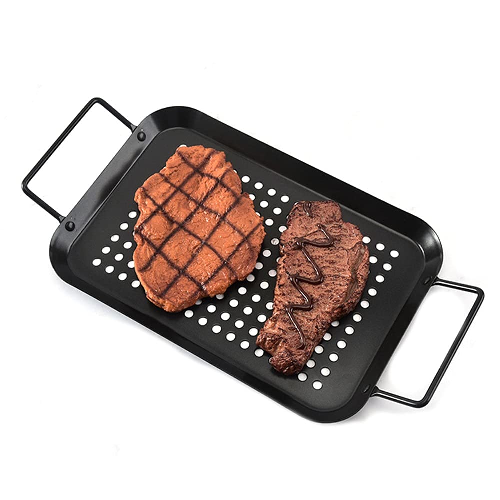 Premium Non-Stick Charcoal Grill Plate - Stainless Steel BBQ Tray with Portable Design for Outdoor Camping, Picnics & Backyard Barbecues | Heavy-Duty & Easy to Clean (Size C)