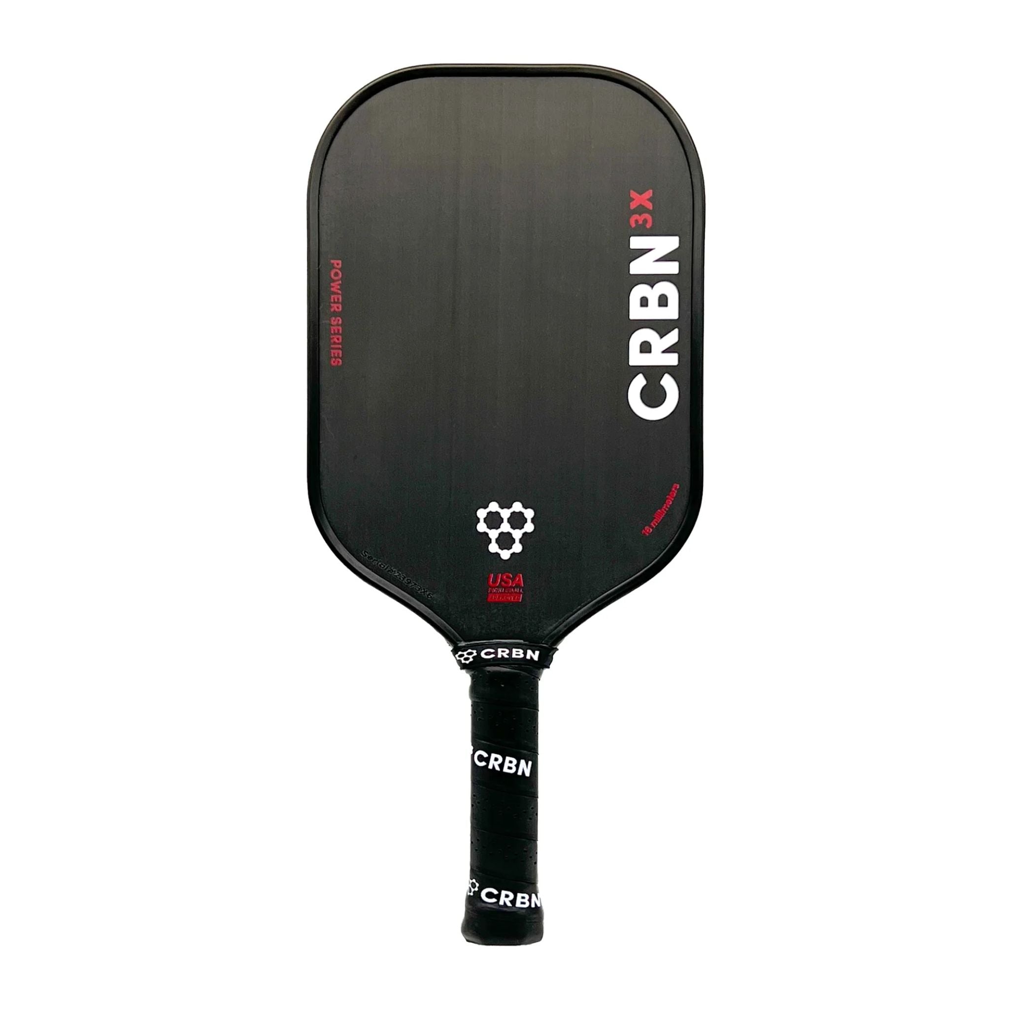 CRBN 3X Power Series Square Pickleball Paddle - 16mm Carbon Fiber Face for Enhanced Control & Power - Perfect for Competitive Play & Tournament Use